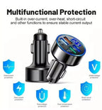 6-Port Fast Car Charger | 66W USB + Type-C Adapter with LED Display | QC3.0 + PD